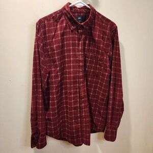 Obey Men's Red Plaid Cotton Long Sleeves Shirt size M